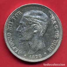 Monedas de España: MONEDA 5 PESETAS 1878 , ALFONSO XII , ESTRELLAS VISIBLES 18 78 , DURO PLATA , MBC+ , ORIGINAL, D2153