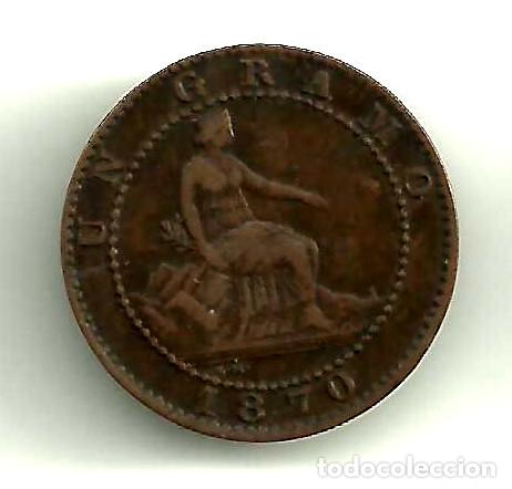 Monedas de Espa&ntilde;a: GOBIERNO PROVISIONAL. 1 C&Eacute;NTIMO DE 1870. CECA DE BARCELONA OM (MBC) - Foto 1