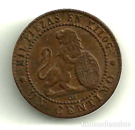 Monedas de Espa&ntilde;a: GOBIERNO PROVISIONAL. 1 C&Eacute;NTIMO DE 1870. CECA DE BARCELONA OM (EBC) - Foto 2
