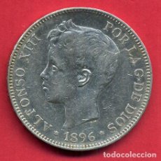 Monedas de España: MONEDA 5 PESETAS 1896 , ALFONSO XIII , ESTRELLAS VISIBLES 18 96 ,DURO PLATA , EBC , ORIGINAL, D2199. Lote 73412627