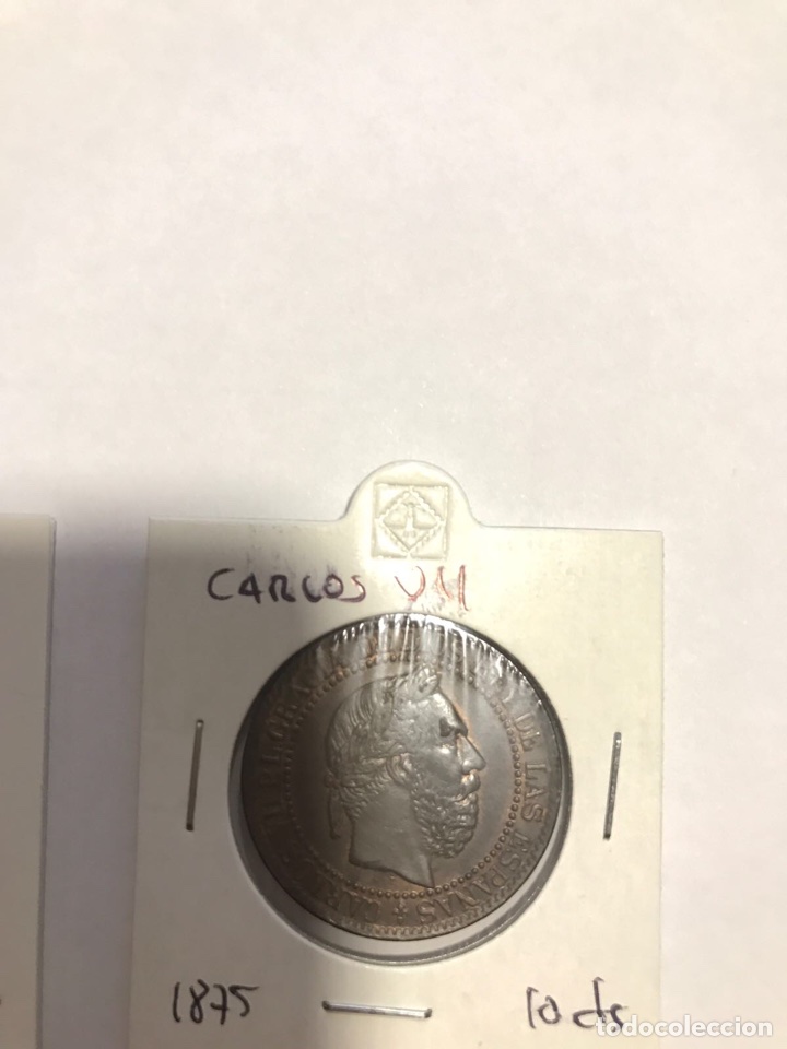 Monedas de Espa&ntilde;a: Lote de 2 monedas sin circular Carlos VII 1875 - Foto 5