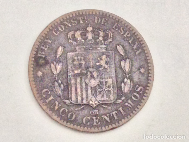 Monedas de Espa&ntilde;a: Moneda cinco c&eacute;ntimos 1878 - Foto 2