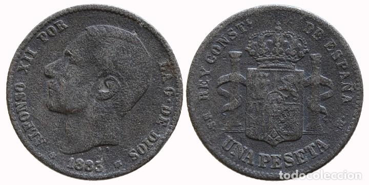 Coins of Spain: 1 PESETA 1883-MSM  FALSA DE EPOCA