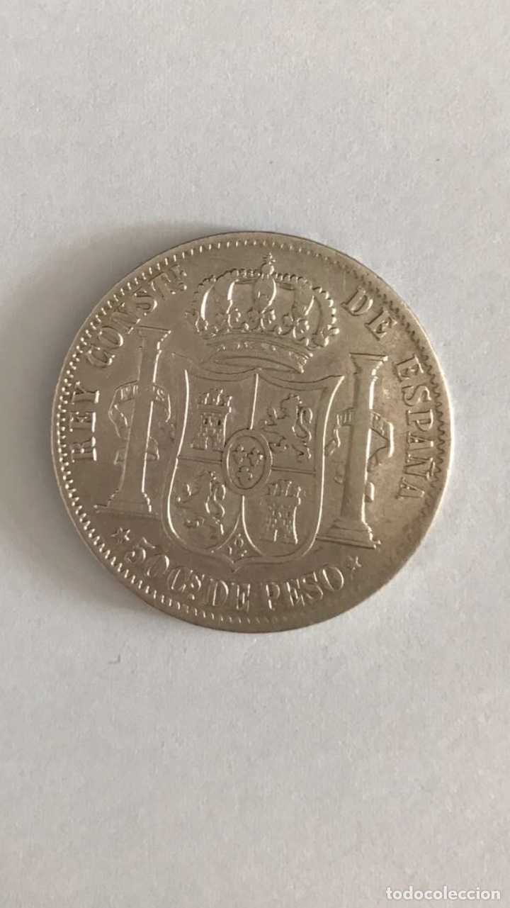 Monedas de Espa&ntilde;a: 50 centavos. Manila.1882 - Foto 2
