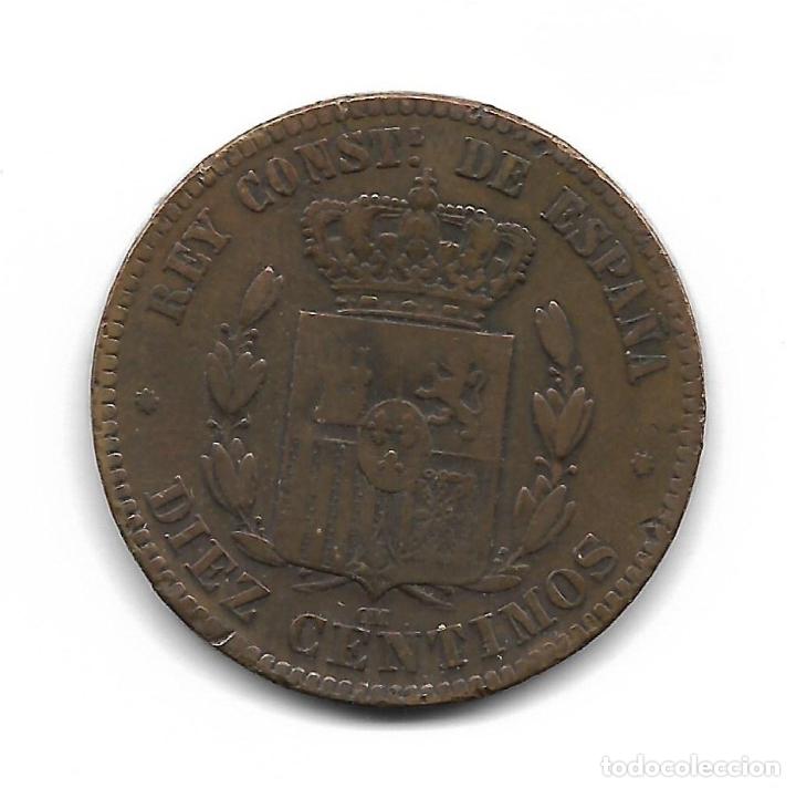 Monedas de Espa&ntilde;a: MONEDA. ALFONSO XII. 10 CENTIMOS. 1877 - Foto 2