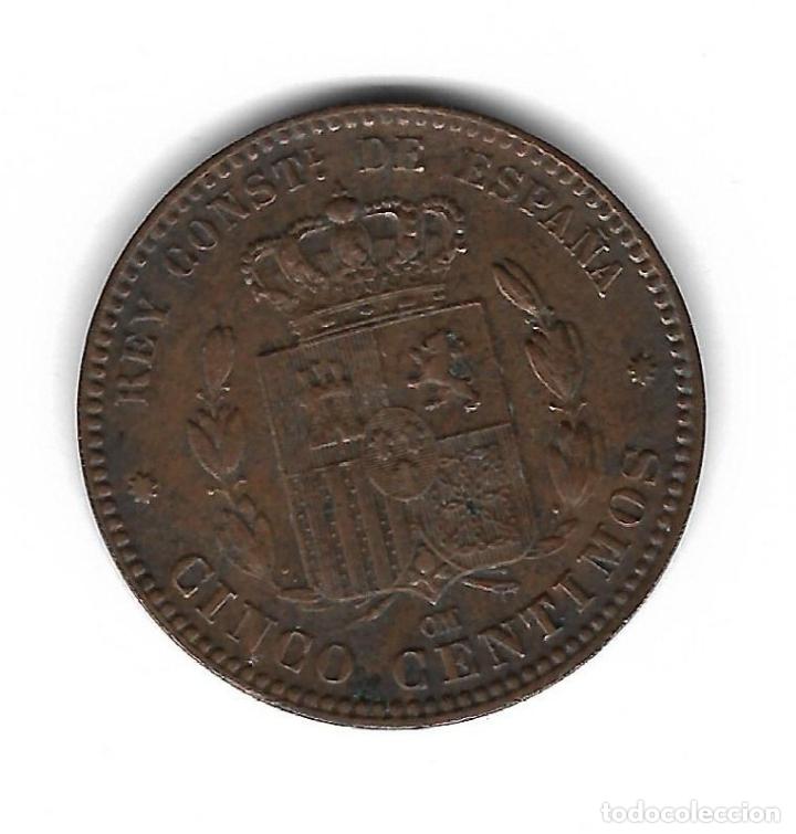 Monedas de Espa&ntilde;a: MONEDA. 5 CENTIMOS. ALFONSO XII. 1877. - Foto 2