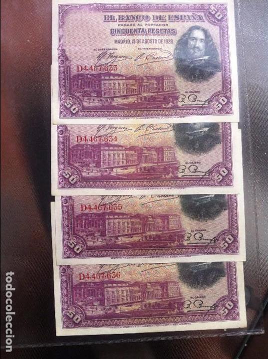 Coins of Spain: Billetes de 50 pesetas de 1928, Velazquez. Sin circular Numeraci&oacute;n seguida. EBC+