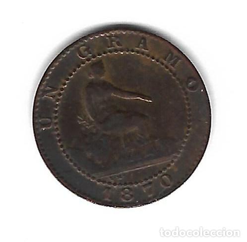 Monedas de Espa&ntilde;a: MONEDA. I REPUBLICA ESPA&Ntilde;OLA. 1 CENTIMO. 1870. - Foto 1