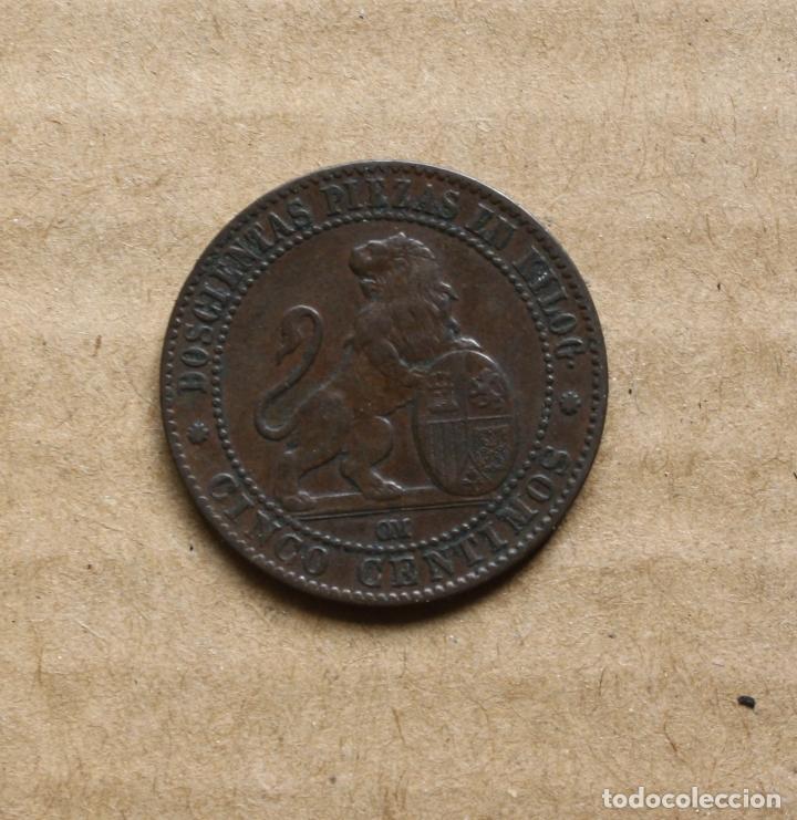 Monedas de Espa&ntilde;a: MONEDA DE CINCO CENTIMOS 1870. - Foto 2