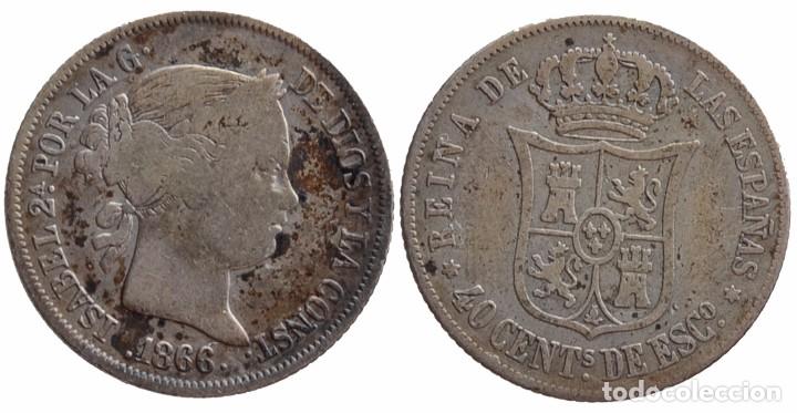 M&uuml;nzen von Spanien: 40 CENTIMOS DE ESCUDO 1866 MADRID