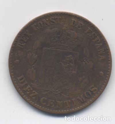 Monedas de Espa&ntilde;a: ALFONSO XII-10 CENTIMOS-1878 - Foto 2