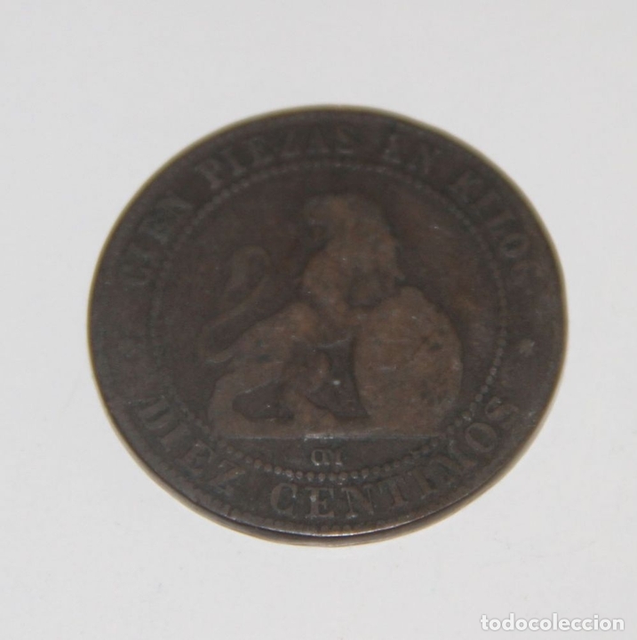 Monedas de Espa&ntilde;a: 10 C&Eacute;NTIMOS. COBRE. BARCELONA. 1870 - Foto 2