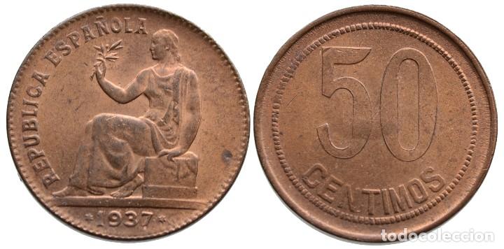 Monedas de Espa&ntilde;a: 50 CENTIMOS 1937 ORLA CUADRADA - Foto 1