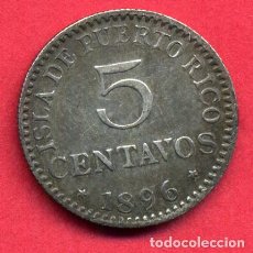 Monedas de España: MONEDA PLATA 5 CENTAVOS DE PUERTO RICO 1896 , MBC+ ,PATINA , ORIGINAL , A9. Lote 83132784