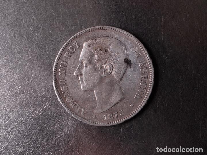 Monedas de Espa&ntilde;a: MONEDA DE PLATA DE 5 PTS, ALFONSO XII 1875 DEM - Foto 1