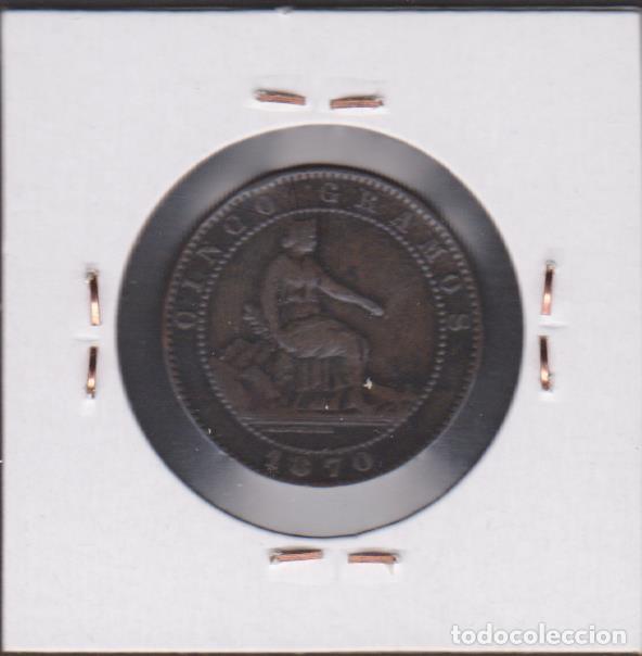 Monedas de Espa&ntilde;a: MONEDAS - GOBIERNO PROVISIONAL - 5 C&Eacute;NTIMOS 1870 - CCT-21 - Foto 2