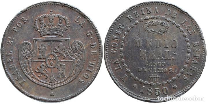 Monedas de Espa&ntilde;a: 1/2 REAL 5 DECIMAS 1850 SEGOVIA - Foto 1