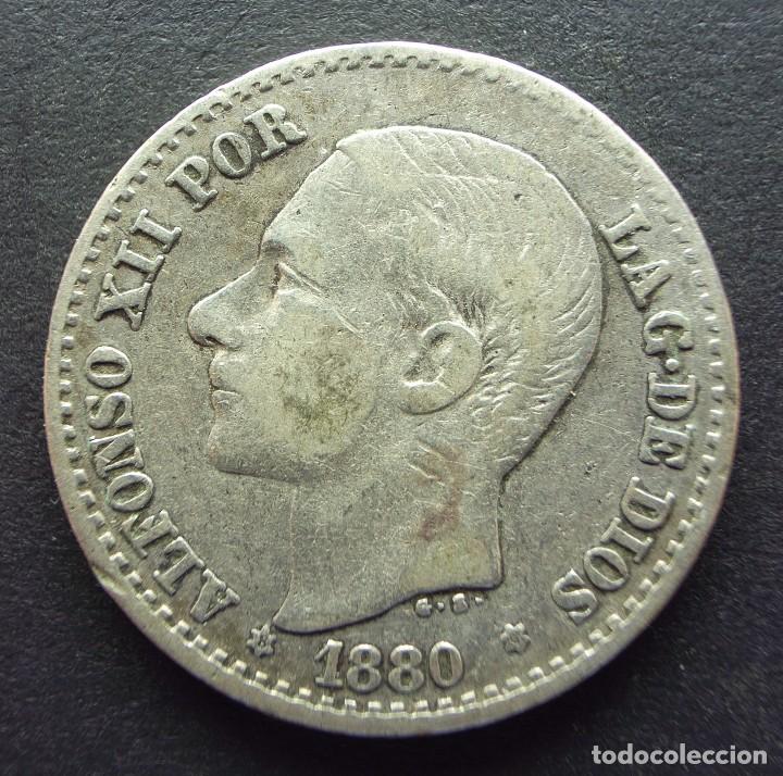 Coins of Spain: 50 CENTIMOS DE 1880*8-0 &bull;&bull;&bull; MBC &bull;&bull;&bull; ALFONSO XII