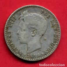 Monedas de España: MONEDA PLATA 50 CENTIMOS ALFONSO XIII 1896 ESTRELLAS VISIBLES 9 6 MBC+ , ORIGINAL , A10