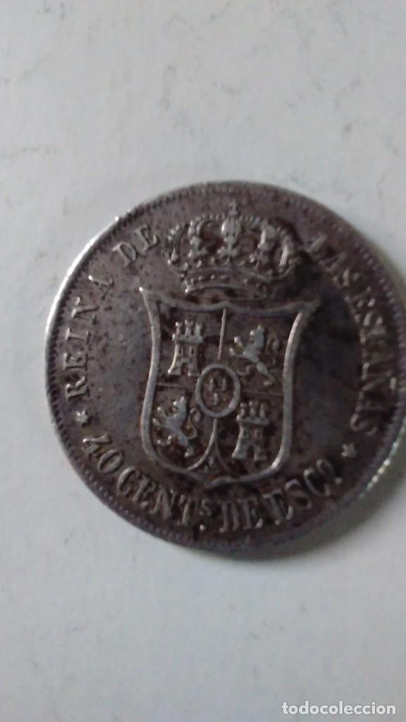Monedas de Espa&ntilde;a: Moneda plata Isabel II 1865. 40 centimos de escudo - Foto 2