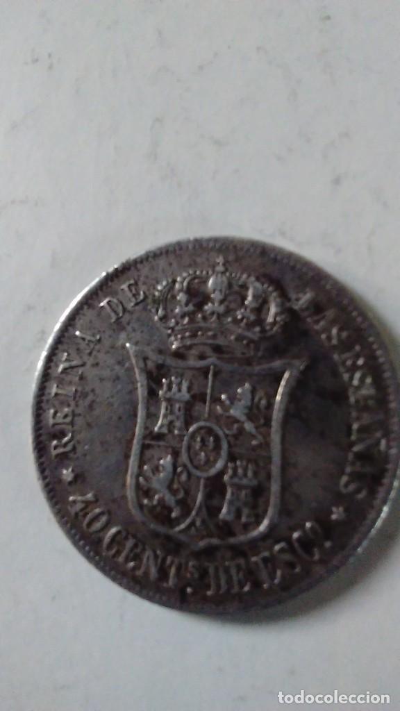 Monedas de Espa&ntilde;a: Moneda plata Isabel II 1865. 40 centimos de escudo - Foto 3