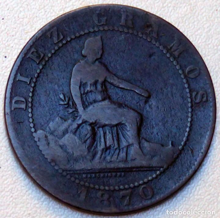 Monedas de Espa&ntilde;a: 3 MONEDAS DE 10 C&Eacute;NTIMOS. 1870 - Foto 3