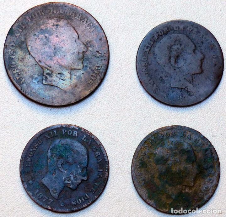 Monedas de Espa&ntilde;a: 4 MONEDAS DE 10 Y 5 CENTIMOS . ALFONSO XII. 1877 - Foto 1