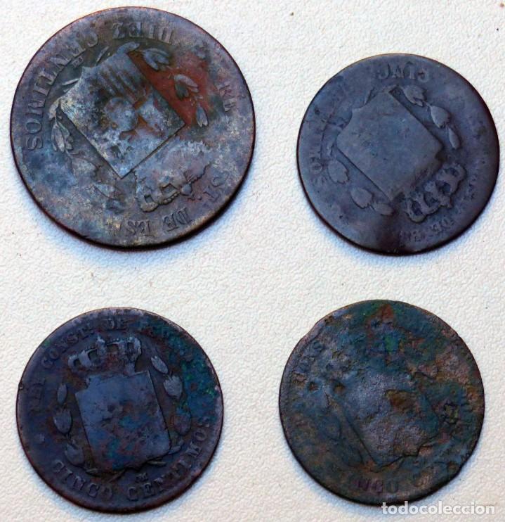Monedas de Espa&ntilde;a: 4 MONEDAS DE 10 Y 5 CENTIMOS . ALFONSO XII. 1877 - Foto 2