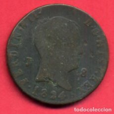 Monedas de España: MONEDA COBRE, FERNANDO VII , 8 MARAVEDIS 1824 JUBIA , MBC- , ORIGINAL , A11