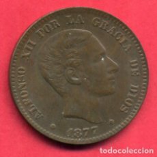 Monedas de España: MONEDA COBRE , ALFONSO XII , 10 CENTIMOS 1877 , EBC , ORIGINAL , A11. Lote 86035676