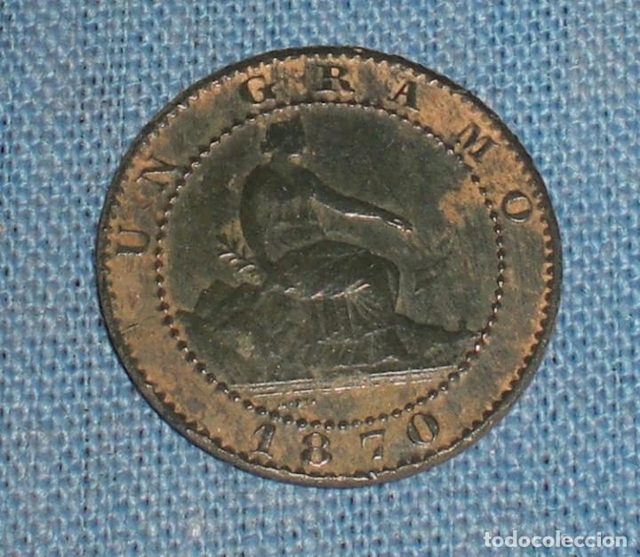 Monedas de Espa&ntilde;a: Bonita Moneda un centimo gorbierno provisional 1870 - Foto 2