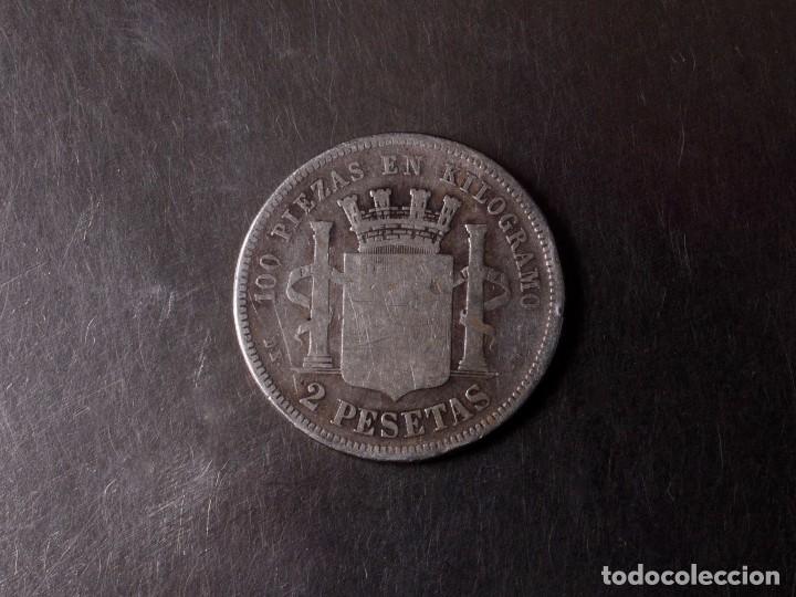 Monedas de Espa&ntilde;a: 2 PTAS MONEDA DE PLATA GOBIERNO PROVISIONAL 1870 - Foto 3