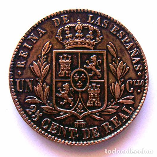 Monedas de Espa&ntilde;a: ISABEL II . 25 CENTIMOS DE REAL . 1855 - Foto 2