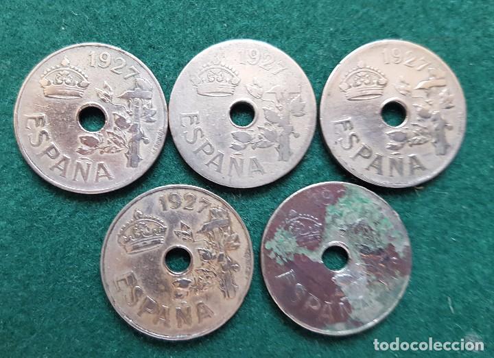 Monedas de Espa&ntilde;a: 25 CENTIMOS 1927 - 5 MONEDAS - Foto 1