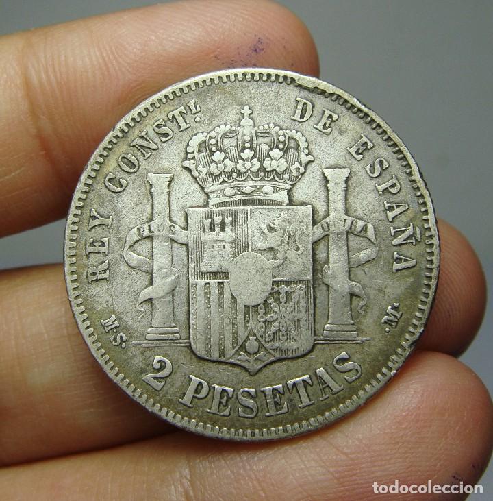 Monedas de Espa&ntilde;a: 2 Pesetas. Plata. Alfonso XII. MSM - 1884 - Foto 2