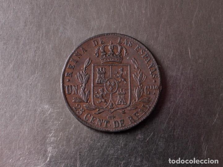 Monedas de Espa&ntilde;a: MONEDA DE COBRE ISABEL II 1858, 25 C&Eacute;NTIMOS DE REAL - Foto 3