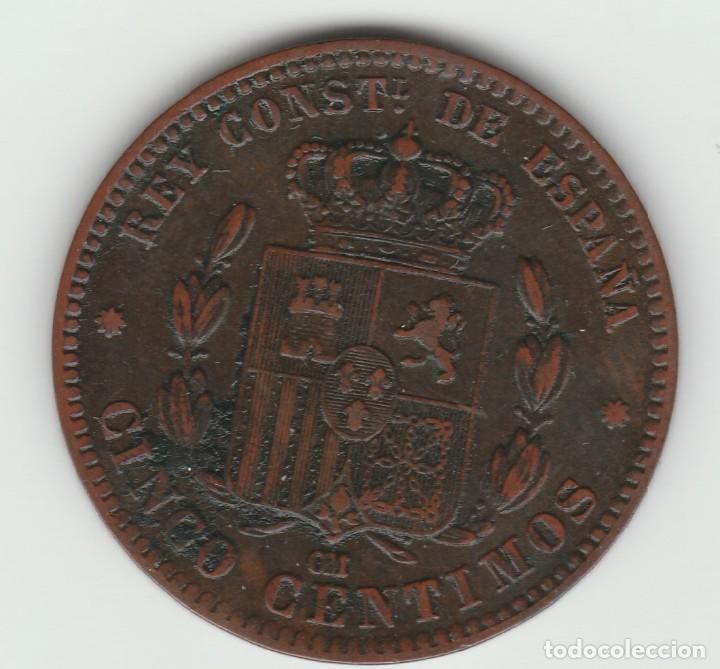 Monedas de Espa&ntilde;a: ALFONSO XII - 5 CENTIMOS- 1878-EBC+ - Foto 2