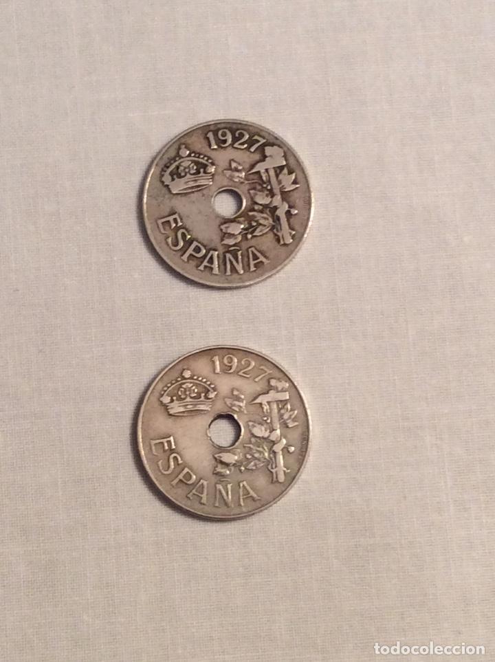 Monedas de Espa&ntilde;a: DOS MONEDAS DE ESPA&Ntilde;A DE 25 CENTIMOS - 1927 - Foto 2