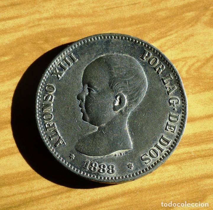 Coins of Spain: 5 PESETAS O DURO DE ALFONSO XIII 1888 MPM