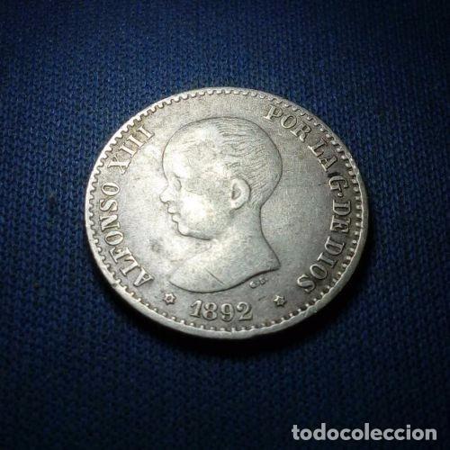 Monedas de Espa&ntilde;a: 50 C&eacute;ntimo de Peseta 1892 *9*2 Madrid PG M - Foto 1
