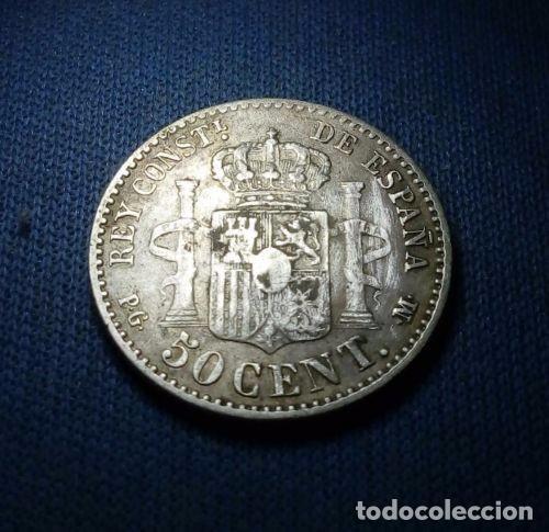 Monedas de Espa&ntilde;a: 50 C&eacute;ntimo de Peseta 1892 *9*2 Madrid PG M - Foto 2