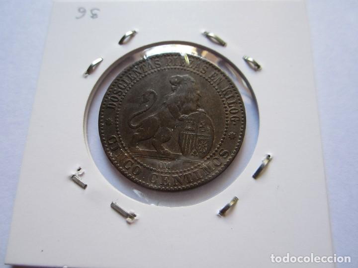 Monedas de Espa&ntilde;a: moneda de 5 c&eacute;ntimos de la 1&ordf; rep&uacute;blica 1870 MBC+ - Foto 2