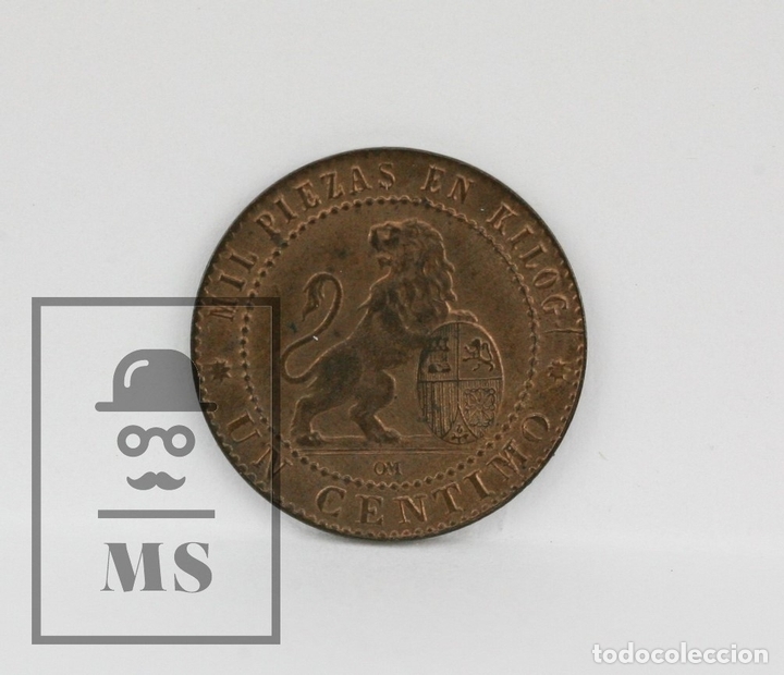 Monedas de Espa&ntilde;a: Moneda Gobierno Provisional 1870 1 c&eacute;ntimo - Conservaci&oacute;n EBC+ - Foto 1
