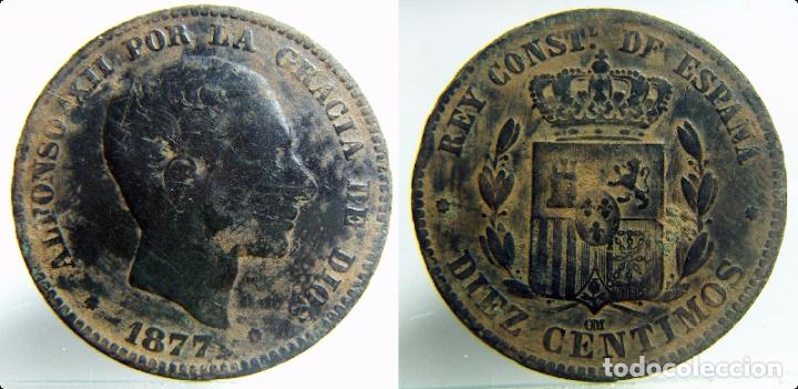 Monedas de Espa&ntilde;a: MONEDA DE ALFONSO XII 10 CENTIMOS 1877 - Foto 1