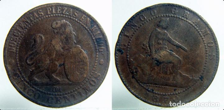 Monedas de Espa&ntilde;a: MONEDA DEL GOBIERNO PROVISIONAL 5 CENTIMOS A&Ntilde;O 1870 - Foto 1