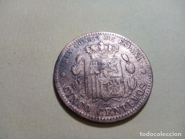 Monedas de Espa&ntilde;a: MONEDA CINCO C&Eacute;NTIMOS COBRE ALFONSO XII 1877 - Foto 2