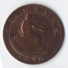 Monedas de España: - 1 CÉNTIMO DEL AÑO 1870 GOBIERNO PROVISIONAL ESPAÑA - PESO 0,95