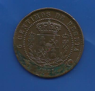 Monedas de Espa&ntilde;a: CARLOS VII 5 CENTIMOS 1875 BRUSELAS - CU - Foto 2