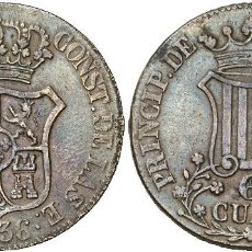 Monedas de España: 1836. ISABEL II. BARCELONA. 6 CUARTOS. BUEN EJEMPLAR. ESCASA. EBC. Lote 110663863