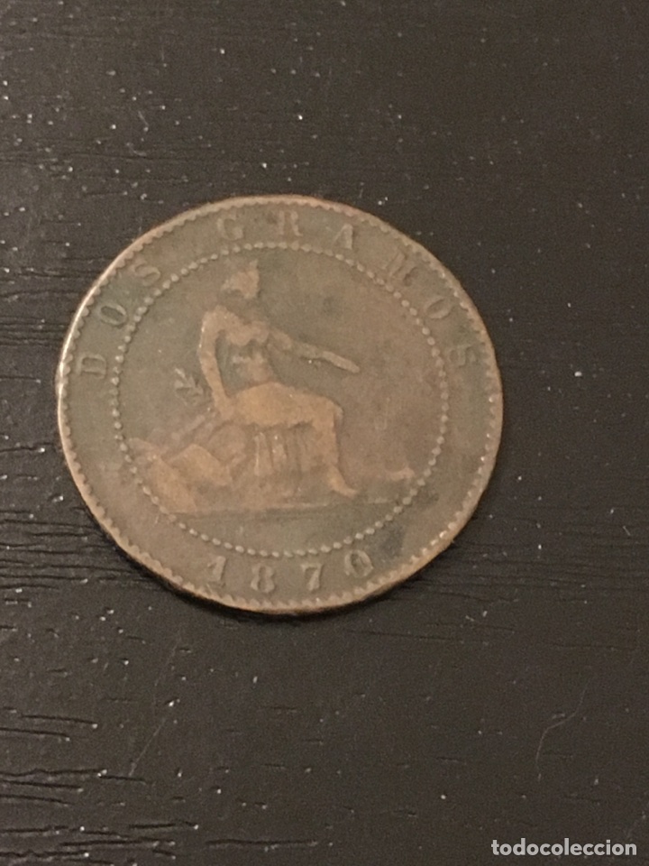 Monedas de Espa&ntilde;a: Moneda 2 c&eacute;ntimos 2 gramos gobierno provisional 1870 - Foto 1